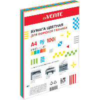 Бумага цветная для офисной техники  "deVENTE" А4 100 л, 80 гр. (5 цв.) №2072411, №2072218, интенсив.